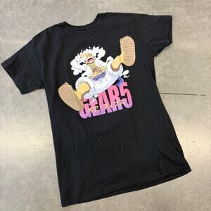 Vintage Y2K Luffy Gear 5 Black Anime Graphic Short Sleeve Tee Medium